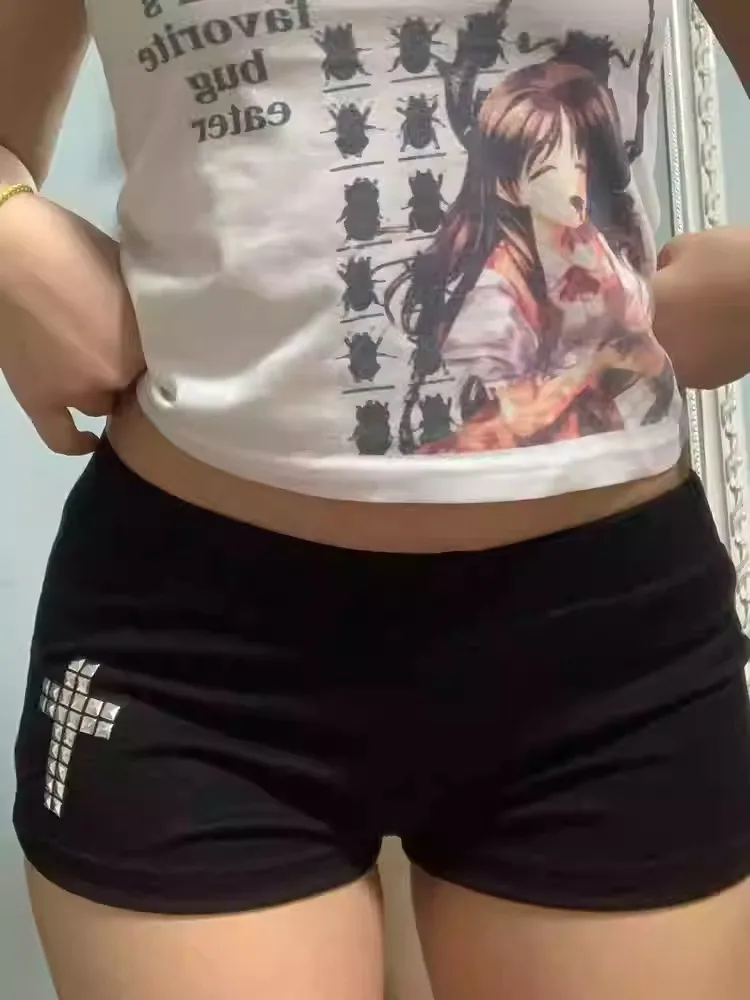 شورت ميا موسى للربيع والصيف كوري مناسب بألماس نحيف برباط خصر طبيعي شورت قصير ملابس الشارع الشهير للنساء