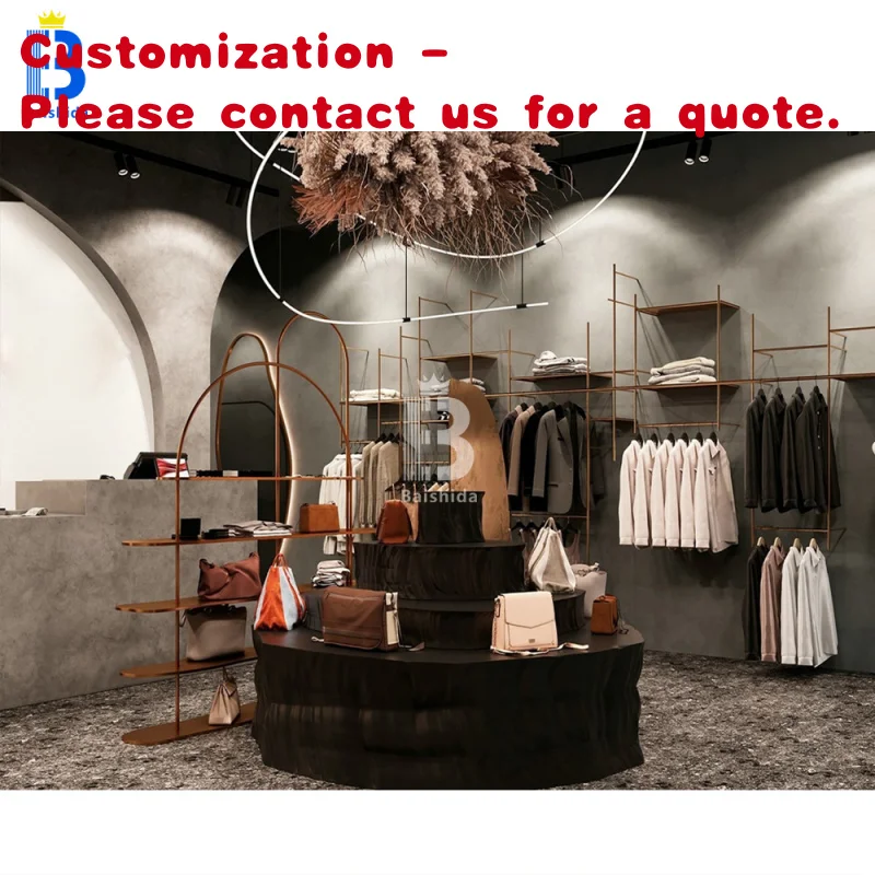 custom.Custom Clothing Boutique Display Rack Stainless Steel Hot Retail Store Furniture Clothing Display Cabinet