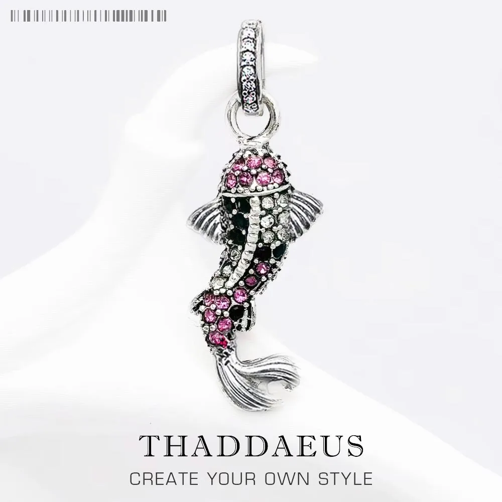 Wisiorek Red Koi Fish Brand New Fashion Trendy Biżuteria Europa Akcesoria 925 Sterling Silver Soul Prezent dla kobiety