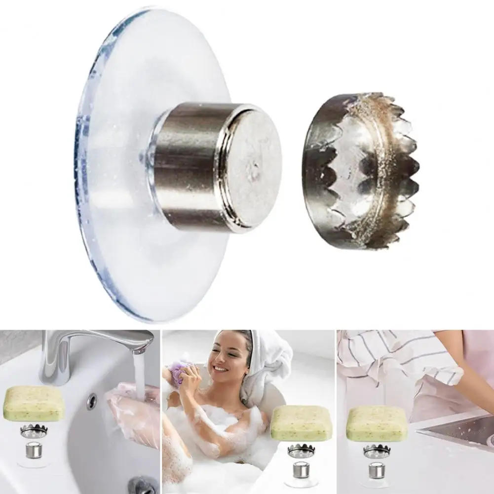 Magnetic Soap Holder Suction Cup Design Soap Hanger Wall Mounted Drain Holder Fast Drying Soap Rack for Home Bathroom