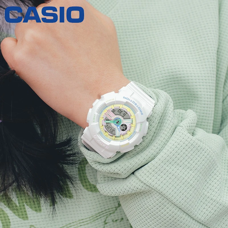 Casio BABY-G BA-110TM Fashion Couple Quartz Watch Shock Resistant 100M Waterproof Day & Night Theme Pair Wristwatch