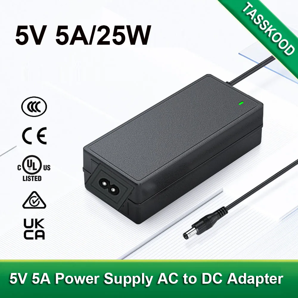 AC100-240V to DC 5V 5A 25W Power Supply Adapter Converter Transformer For LED Strip Light,CCTV Security Camera System