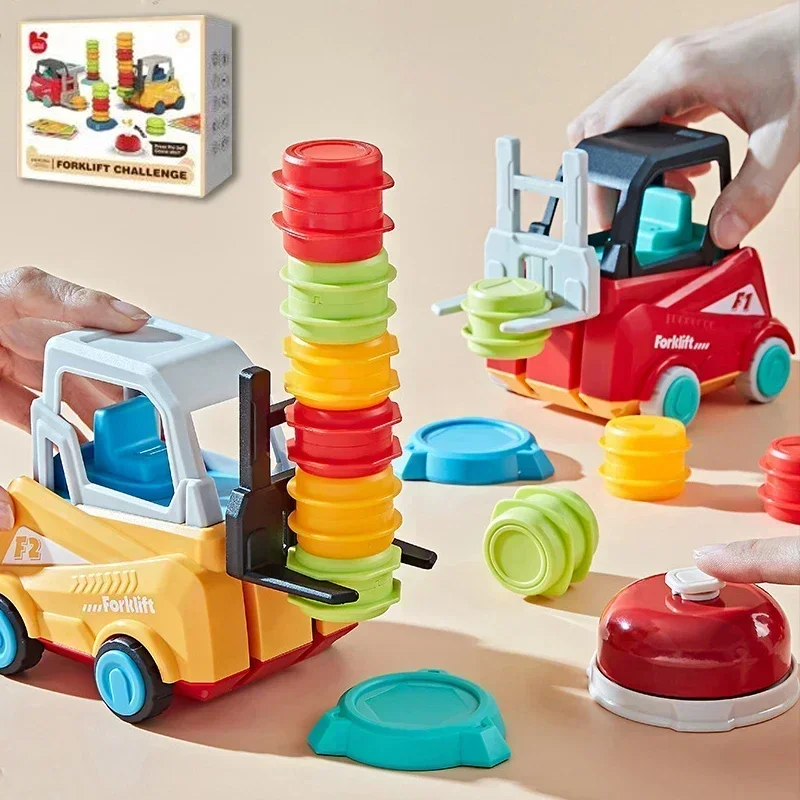 Children's Engineering Truck Forklift Press Shovel Toy Car Suit Education Stacking Toy Board Game for Party Boys Birthday Gift