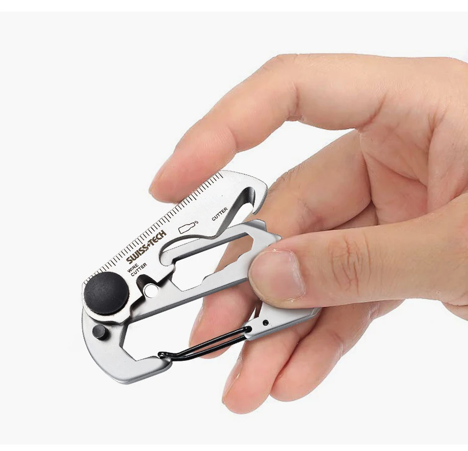 SWISS TECH 13-in-1 tragbare Mini-Multifunktionswerkzeuge, kleine Tasche, EDC-Werkzeug, Multitool-Set, Karabinerhaken, Wandern, Camping-Gadgets – Detail 10
