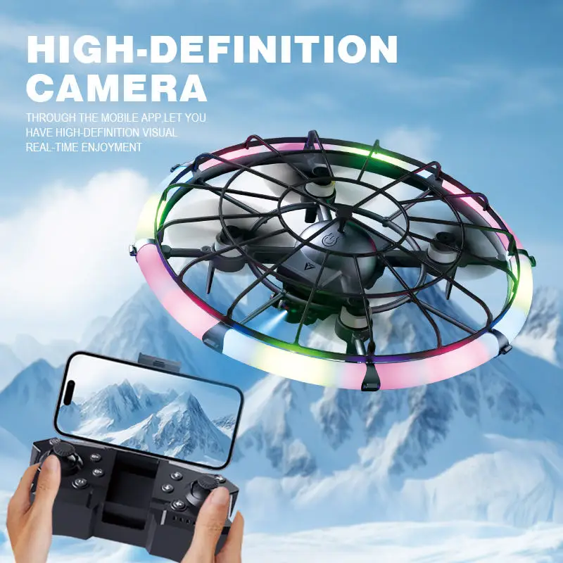 M18 Mini op afstand bestuurbare UFO-drone - Het perfecte cadeau voor kinderen Dynamische RGB-verlichting synchroniseert met vluchtpaden om een b te creëren