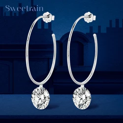 New Certified Moissanite Earrings 2.0ct D Color Lab Created Diamond 925 Sterling Silver Drop Earrings For Women Hoop Ear