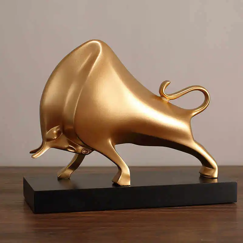Luxury Bull Sculpture Ornament Wealth Symbol Home Decor For TV Cabinet Office Housewarming Opening Engravable Gift Box Craft