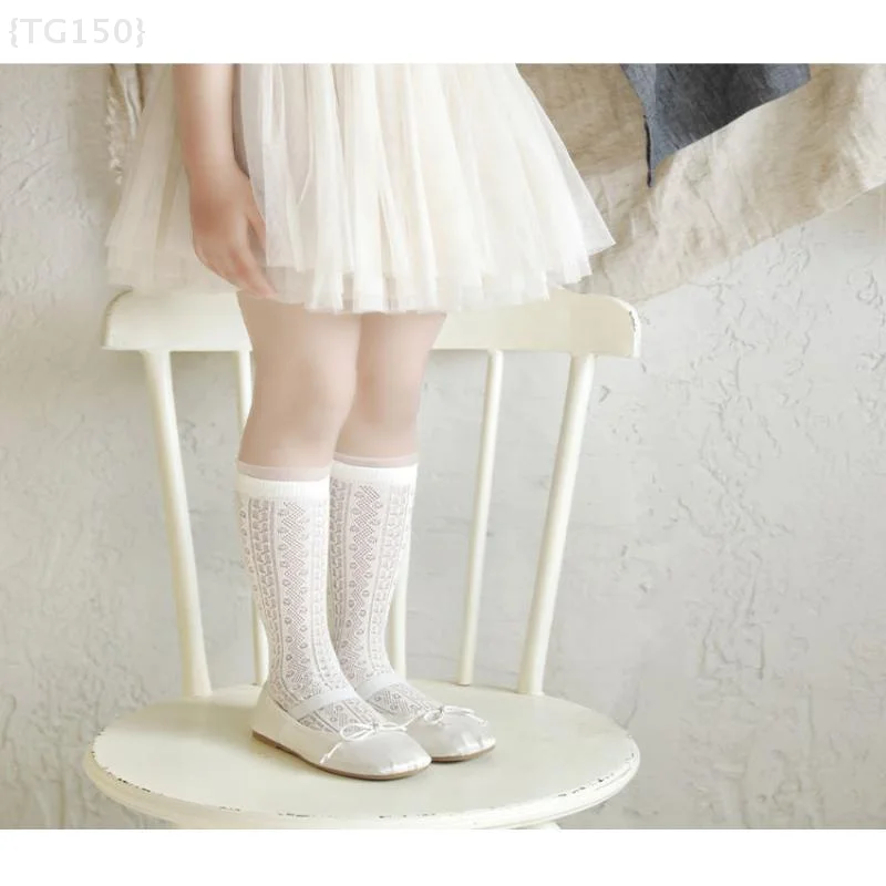 3 paia di calze principessa con volant in pizzo bianco - Calzini lunghi per bambini sottili e traspiranti in rete estiva per 3-12 anni