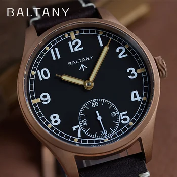 Baltany Dirty Dozen Homage 남성용 시계, 42mm 다이얼, Seagull ST3620 수동 기계식, 50m 방수 레트로 브론즈 D12 밀리터리 시계 