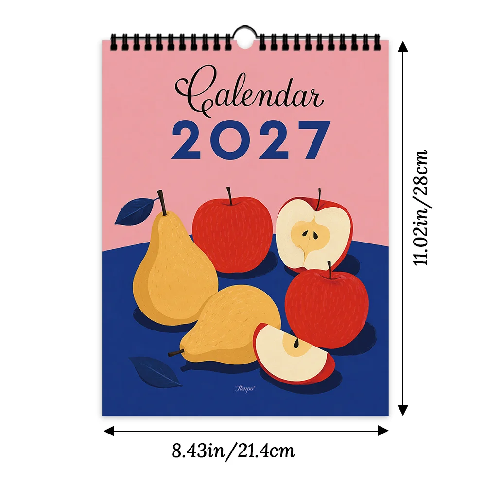 1pc 2027 Wall Calendar, Macaron Color-Blocked Fruit Theme,12-Month Monthly Planner,Perfect Gift for Birthdays,Christmas,New Year