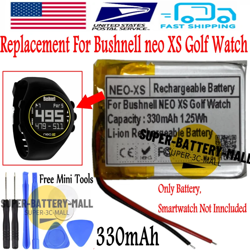 

Сменный аккумулятор USPS для Bushnell neo XS, аккумулятор для часов для гольфа, аккумулятор 330 мАч