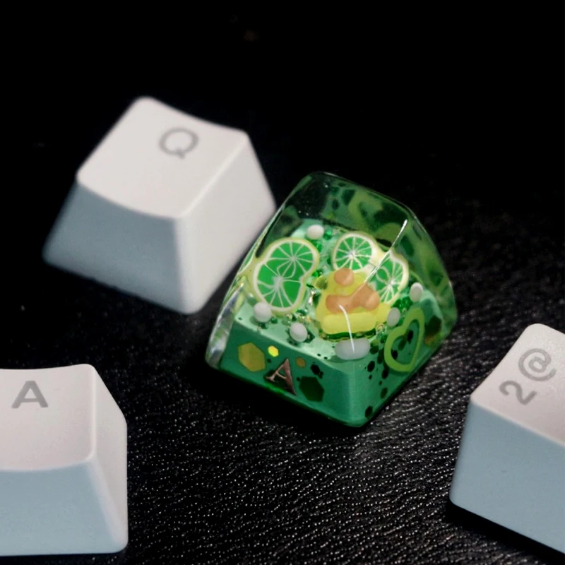 

DIY Creative Green Transparent Lemon Keycap SA Height ESC Cross Axis Game Mechanical Keyboard Fruit Keycap