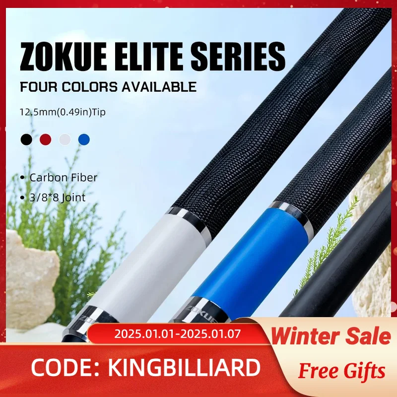 ZOKUE Elite Series Carbon Fiber Pool Cue with 12.5mm Low Deflection Full Carbon Technology Cue Stick For Billiard Cue Stick Kit