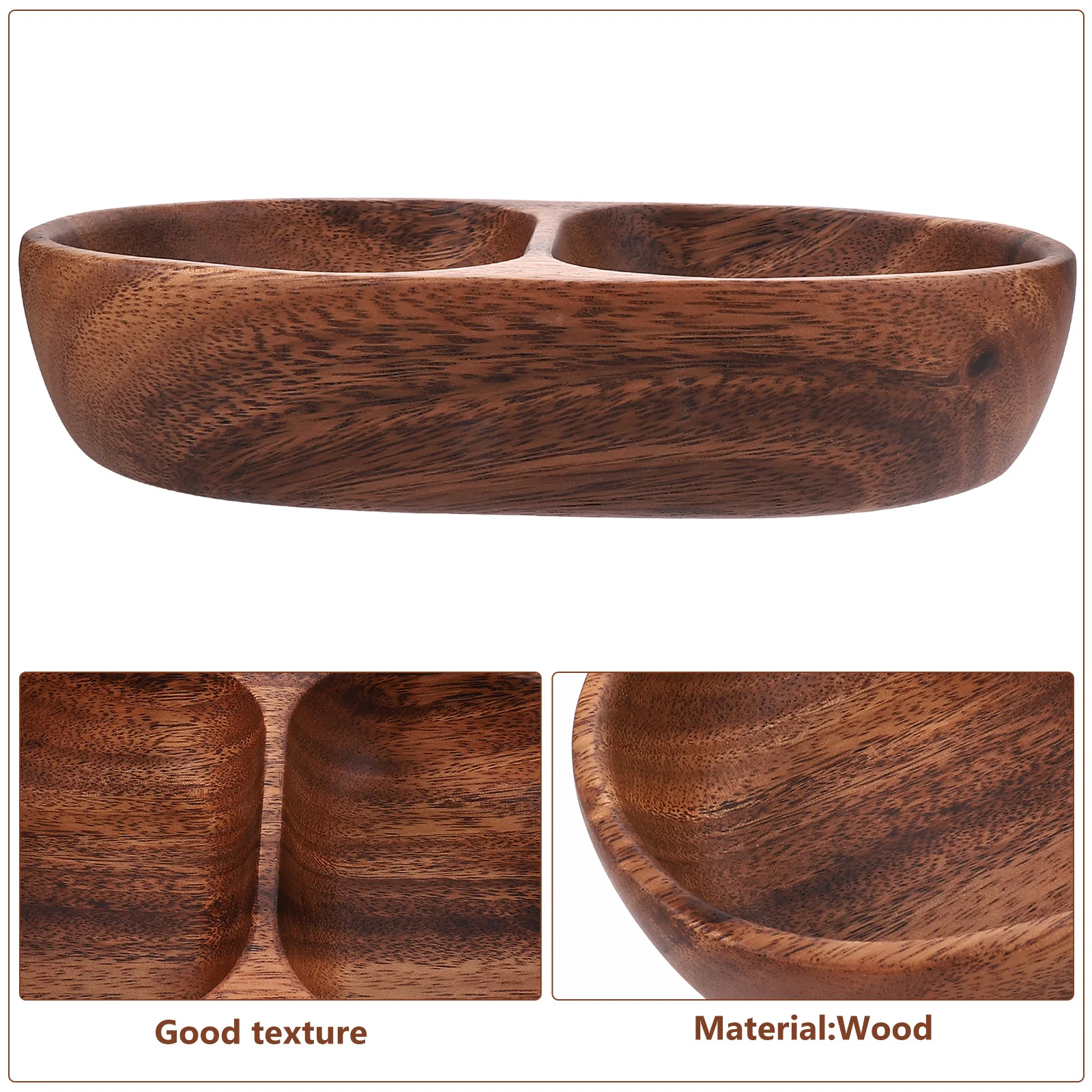 

Compartment Divided Wood Plate Classic Color Snack Kitchen Serving Salad Bowl for Home Gatherings Decorative Fruit Tray