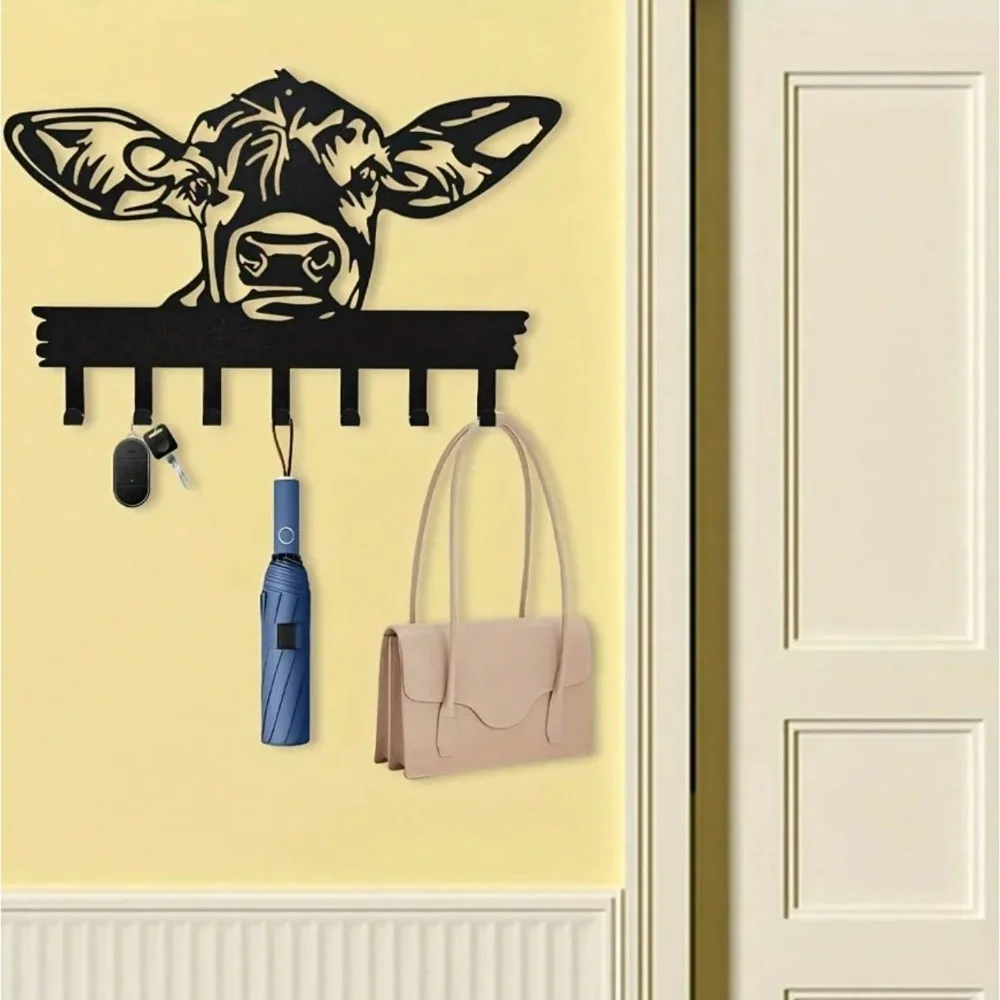 ตะขอโลหะสีดำคุณภาพสูง 1 ชิ้น สำหรับตกแต่งบ้าน - ของขวัญส่วนตัว แขวนใส่ช้อนส้อมได้ เหมาะสำหรับห้องนั่งเล่นในร่ม