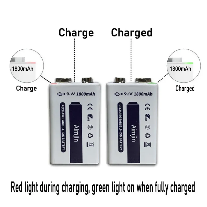 แบตเตอรี่แบบชาร์จไฟได้ Li-ion 9 V 1800mAh แบตเตอรี่ไมโคร USB ลิเธียม9 V สำหรับไมโครโฟนมัลติมิเตอร์ mainan REMOTE CONTROL KTV