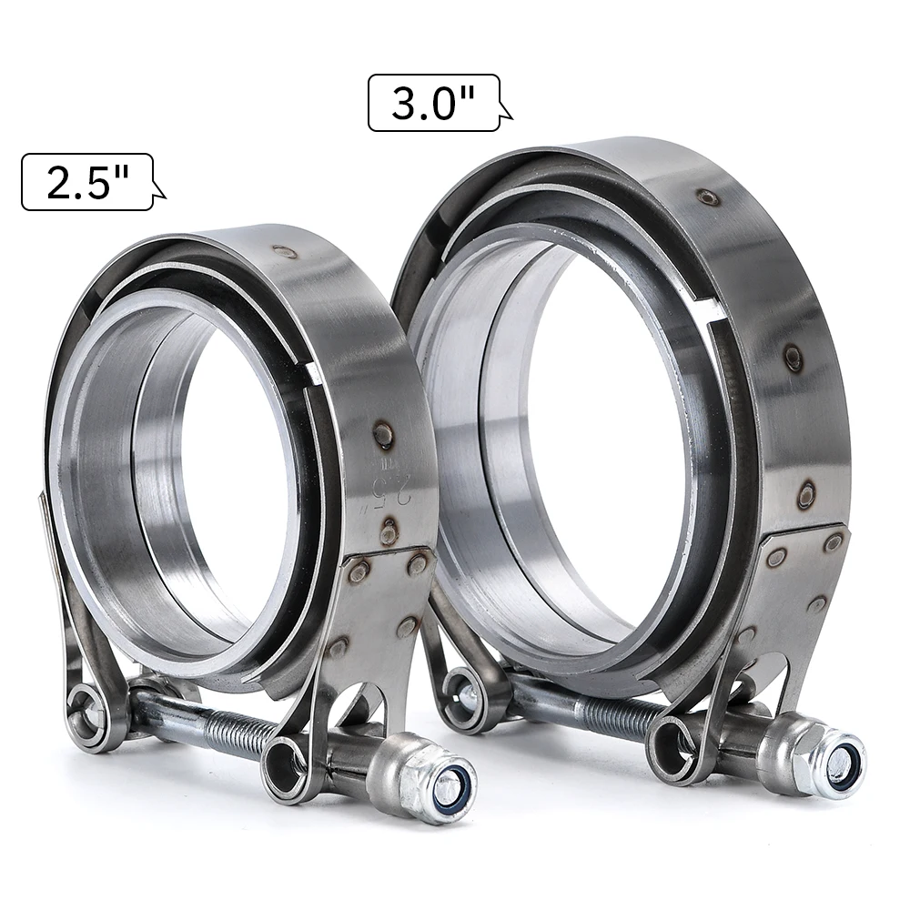 エキゾーストパイプクランプ,3インチ,2.5mm,63mm,76mm,オスおよびメスフランジ付き,vクランプ