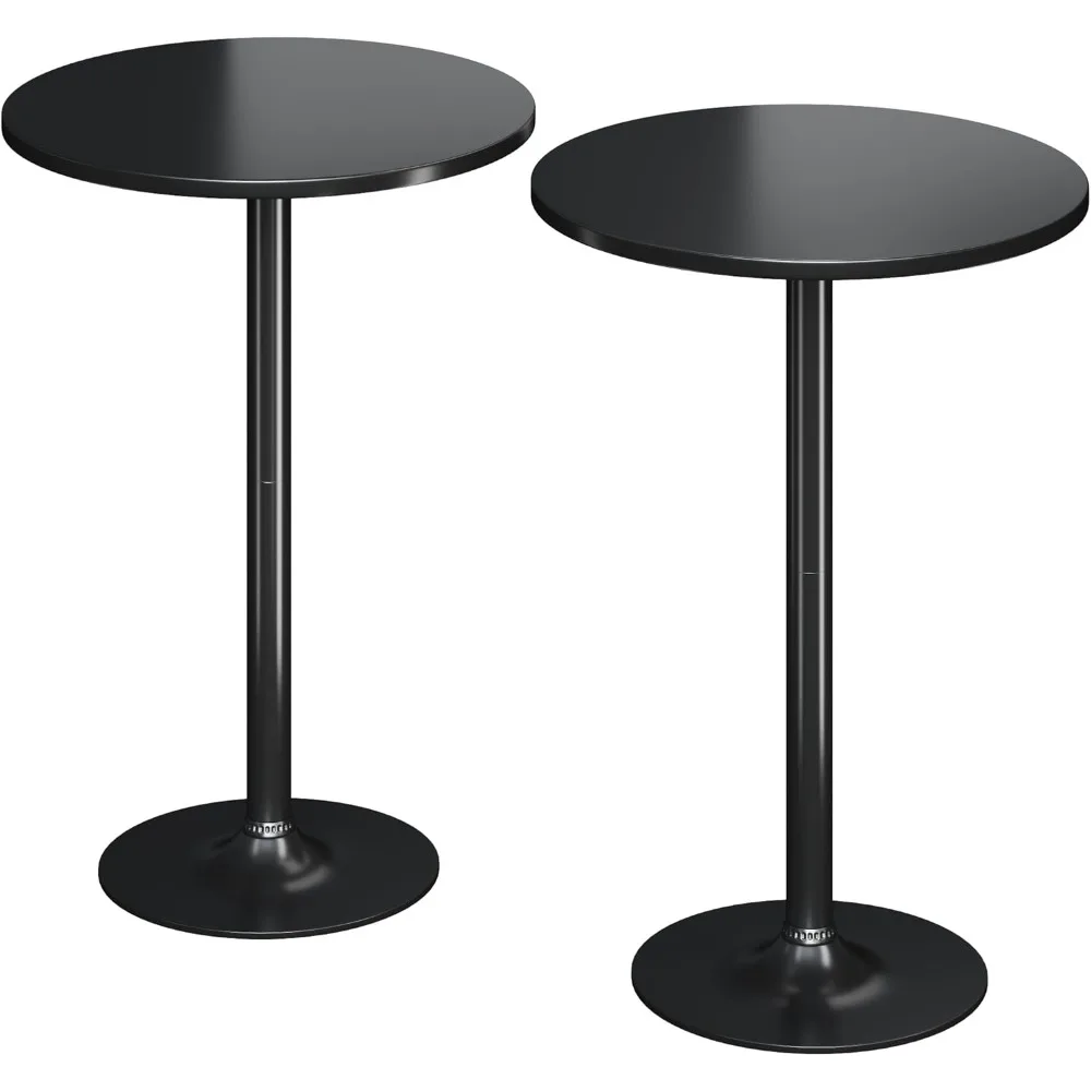 

Round Bistro Pub Table 2 Pack Modern Style Metal Base MDF Top Cocktail Bar Table Counter Bar Height for Pub, Dining Room, Party