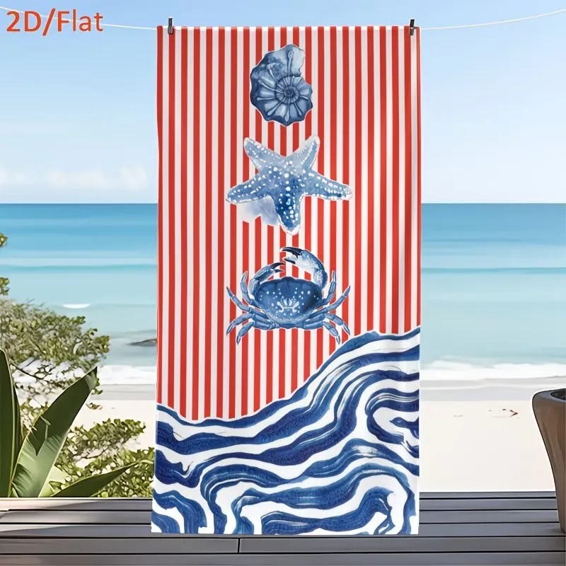 Toalla de Playa Extra Grande con Estampado de Criaturas Marinas Gigantes, Manta de Baño de Microfibra de Gran Tamaño, Alfombra de Picnic Familiar Extra Grande