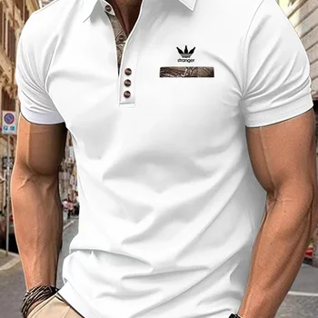 2024New summer men's top short sleeve T-shirt collar button fashion casual cicasual Cmfortable sports high quality POIO shirt