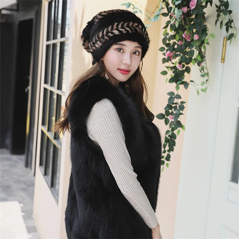 

High End Winter Women's Fur Hats, Luxurious Russian Mink Fur Hats, Naturally Woven Hats Women's Windproof And Warm Luxury Goods