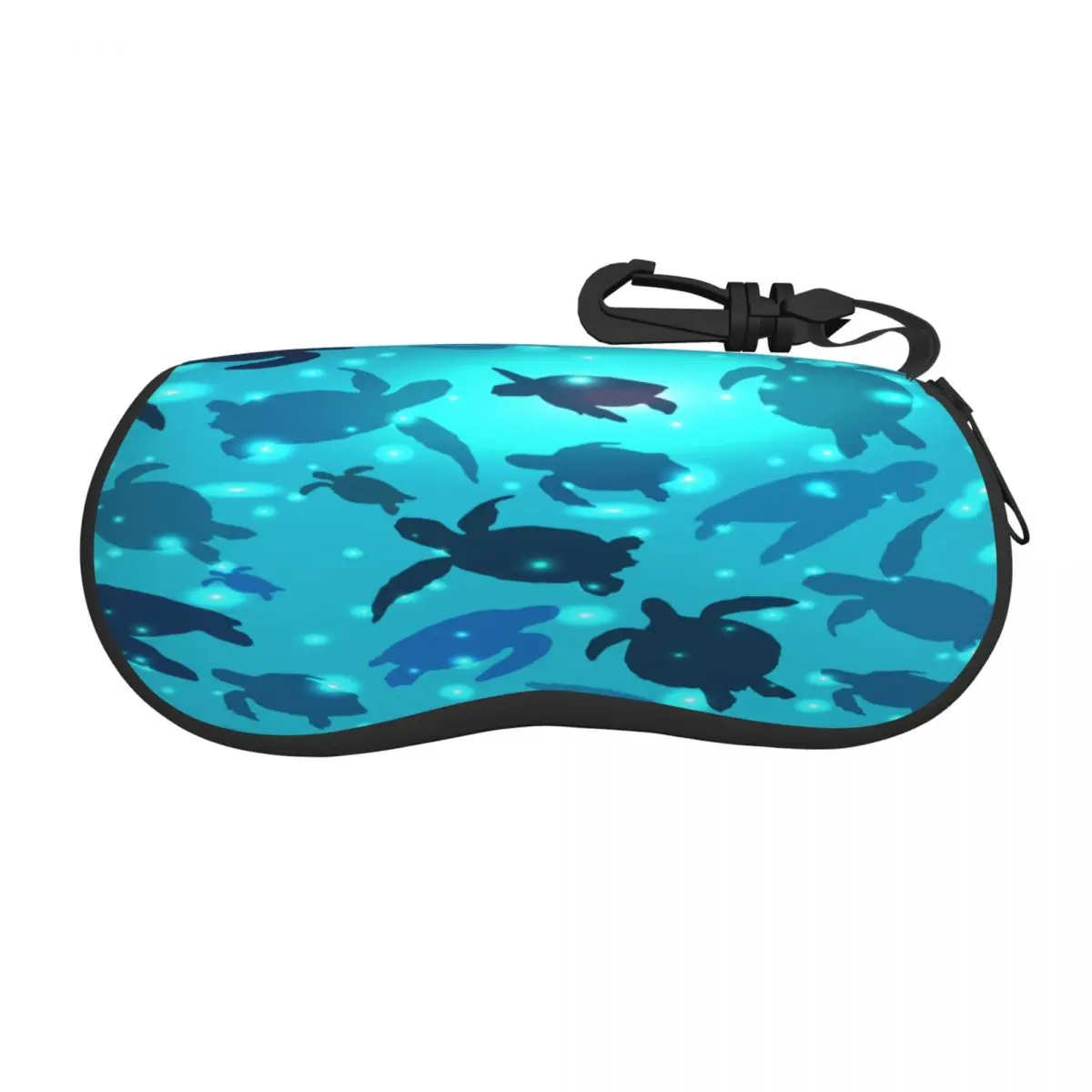 Portable Eyewear Case Sea Turtles Swim In The Ocean Sunglasses Soft Case Glasses Box with Lanyard Zipper Eyeglass Case