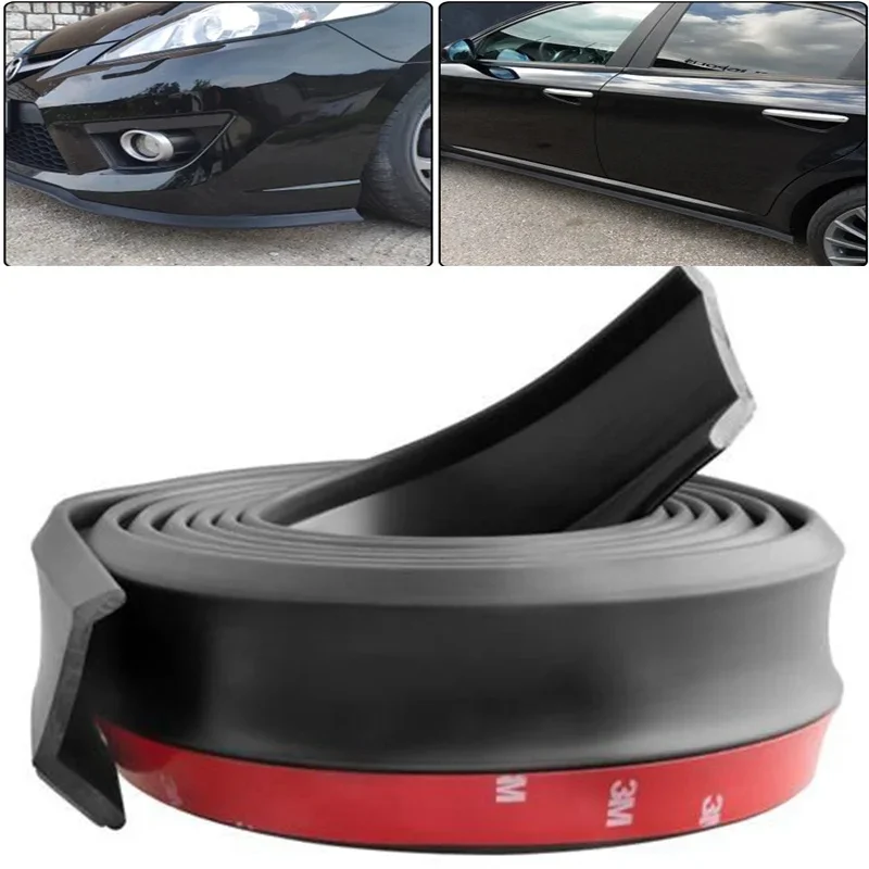 Car Front Bumper Lip Rubber Universal Bumper Protector Bumper Lip Strip Side Skirt Spoiler  Body trim part