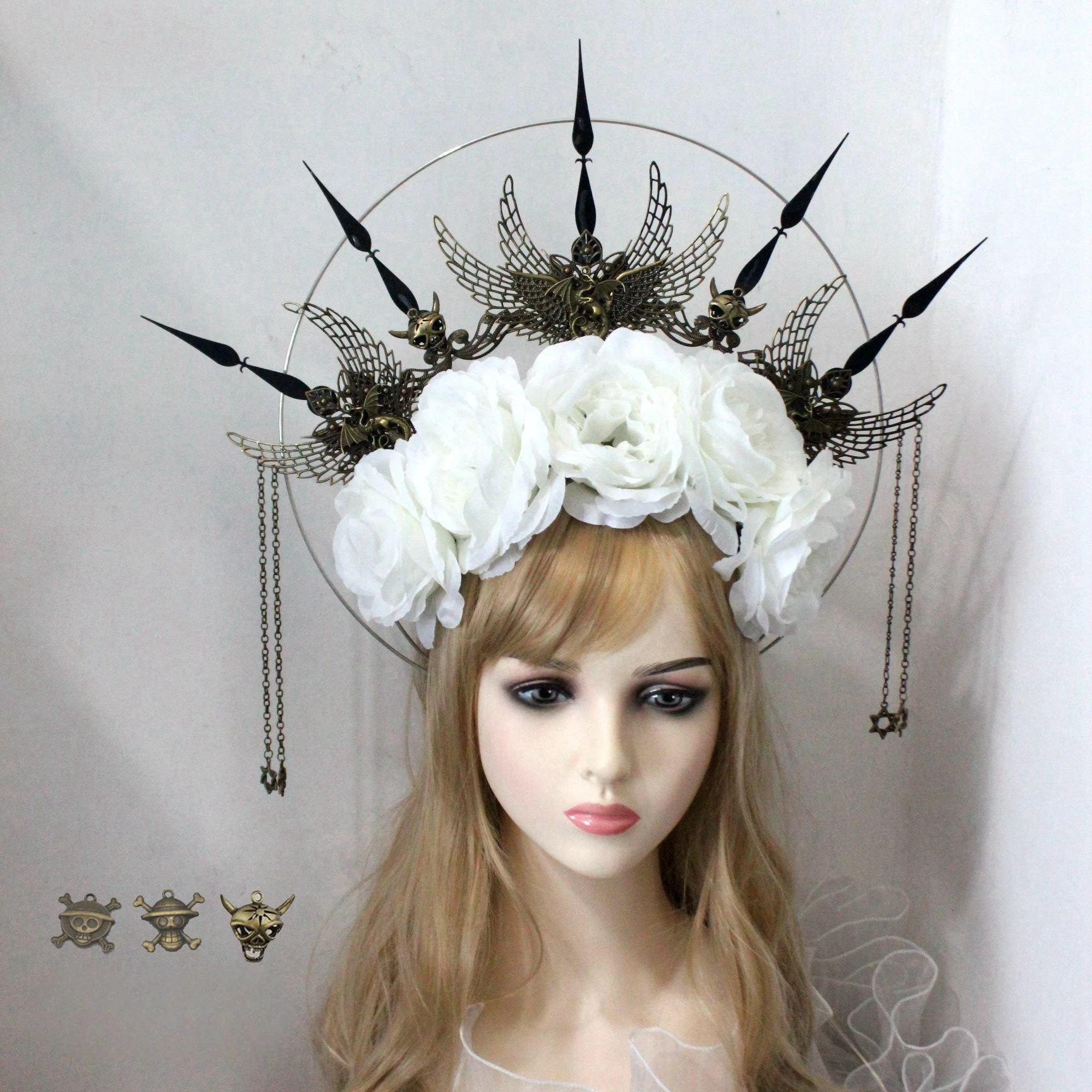 Kobiety w ciąży Rekwizyty fotograficzne Akcesoria Opaska ciążowa do sesji zdjęciowej Bogini Gwiazda Korona Słońce Złoty Spike Halo Nakrycie głowy