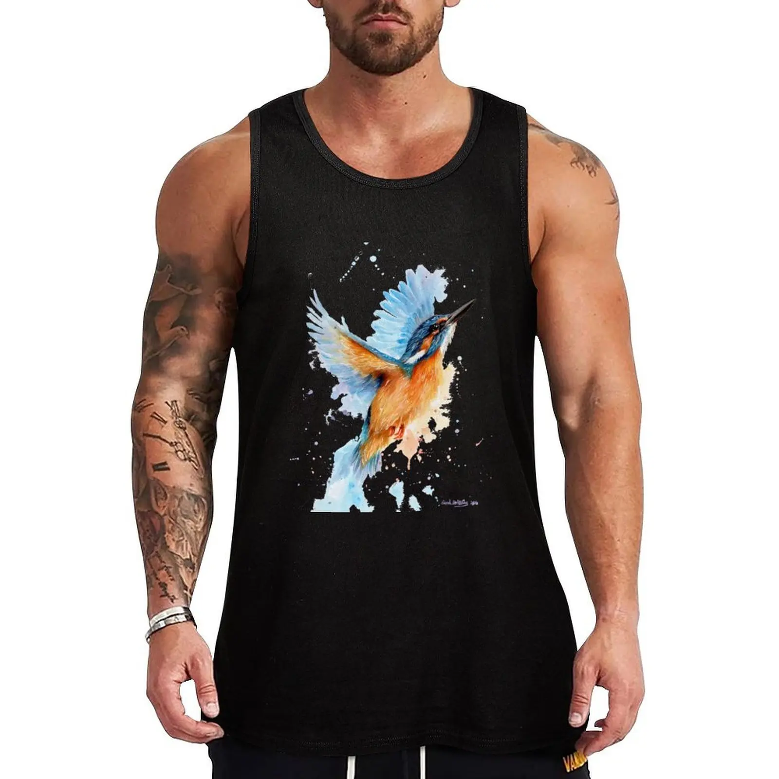 

Kingfisher watercolour Tank Top bodybuilding men clothes men clothing t-shirt gym man