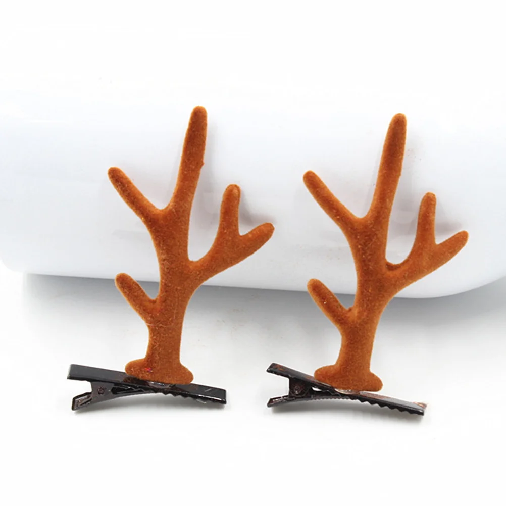 6 قطع من مشابك شعر قرون عيد الميلاد دبوس شعر الرنة الملونة لإكسسوارات الشعر للحفلات للمراهقين