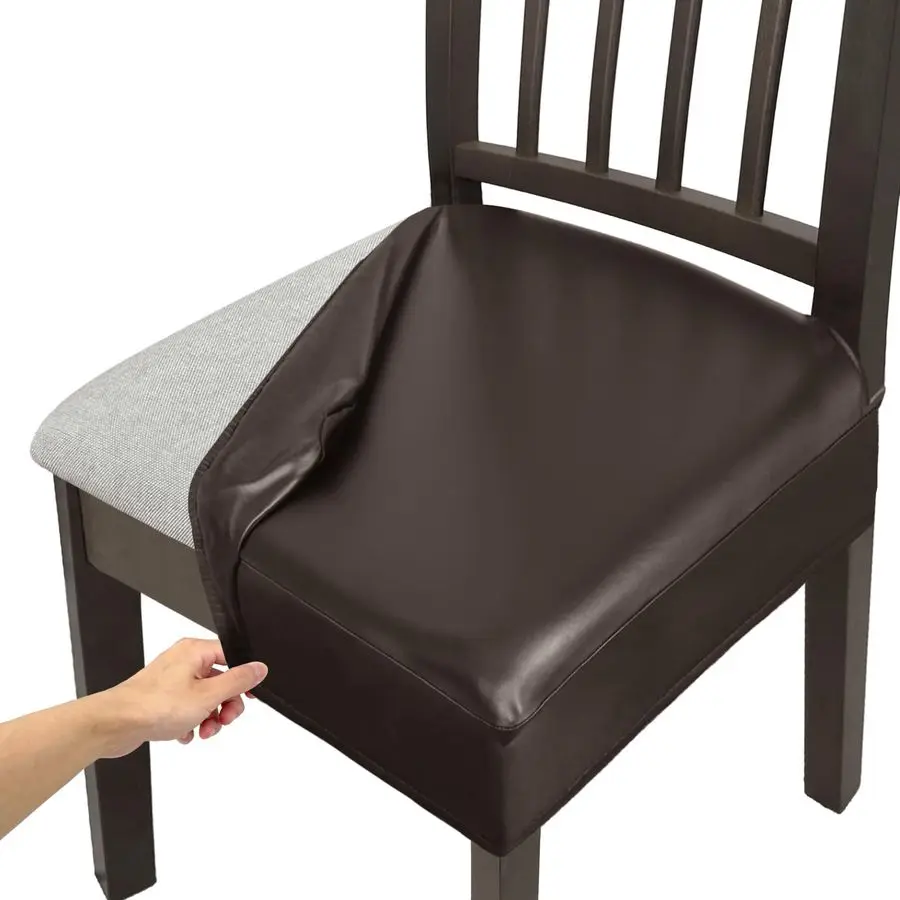 

Кожаные чехлы для стульев, набор из 6 штук, водонепроницаемые чехлы для кухонных стульев, высокоэластичные и хорошо сидящие чехлы для стульев.