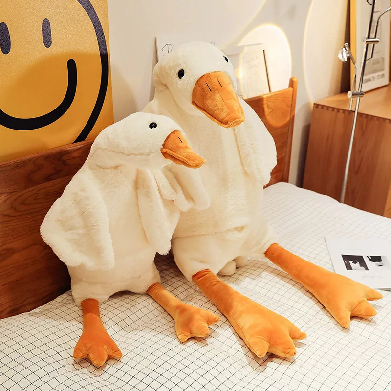 Grande ganso branco brinquedo de pelúcia para menina, pato enorme kawaii, travesseiro do sono, almofada, boneca de pelúcia macia, presente de aniversário fofo, 50-190cm