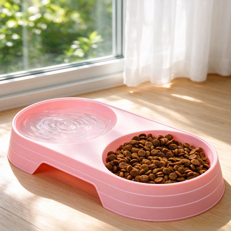 Anti-slip Double-layer Pet Bowl, Easy-to-clean Drinking and Food Container, Pet Supplies Suitable for Cats and Small Dogs