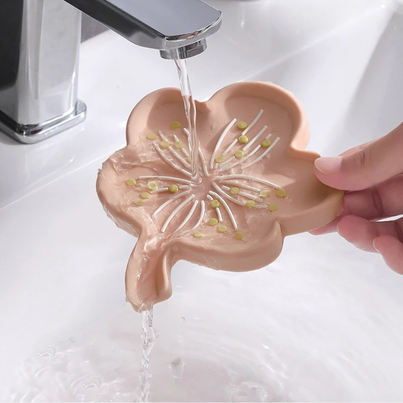 1 قطعة صندوق صابون سيليكون ناعم أطباق صابون الحمام حامل حاوية الصابون ذاتية التصريف لملحقات الحمام