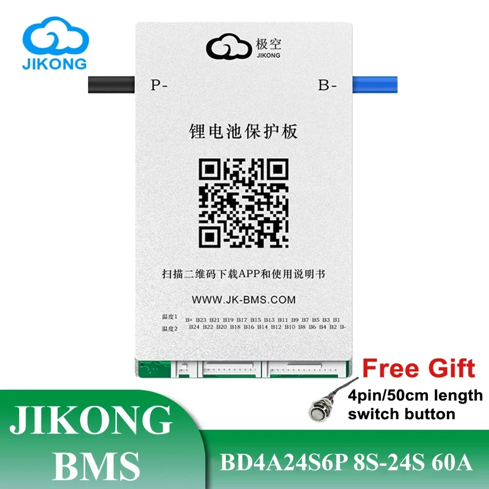 JK Smart BMS BD4A24S6P 24V 36V 48V 72V for LiFePo4 Battery Li-ion LTO 0.4A Active Balance 60A 8S 10S 16S 24S JIKONG Bluetooth