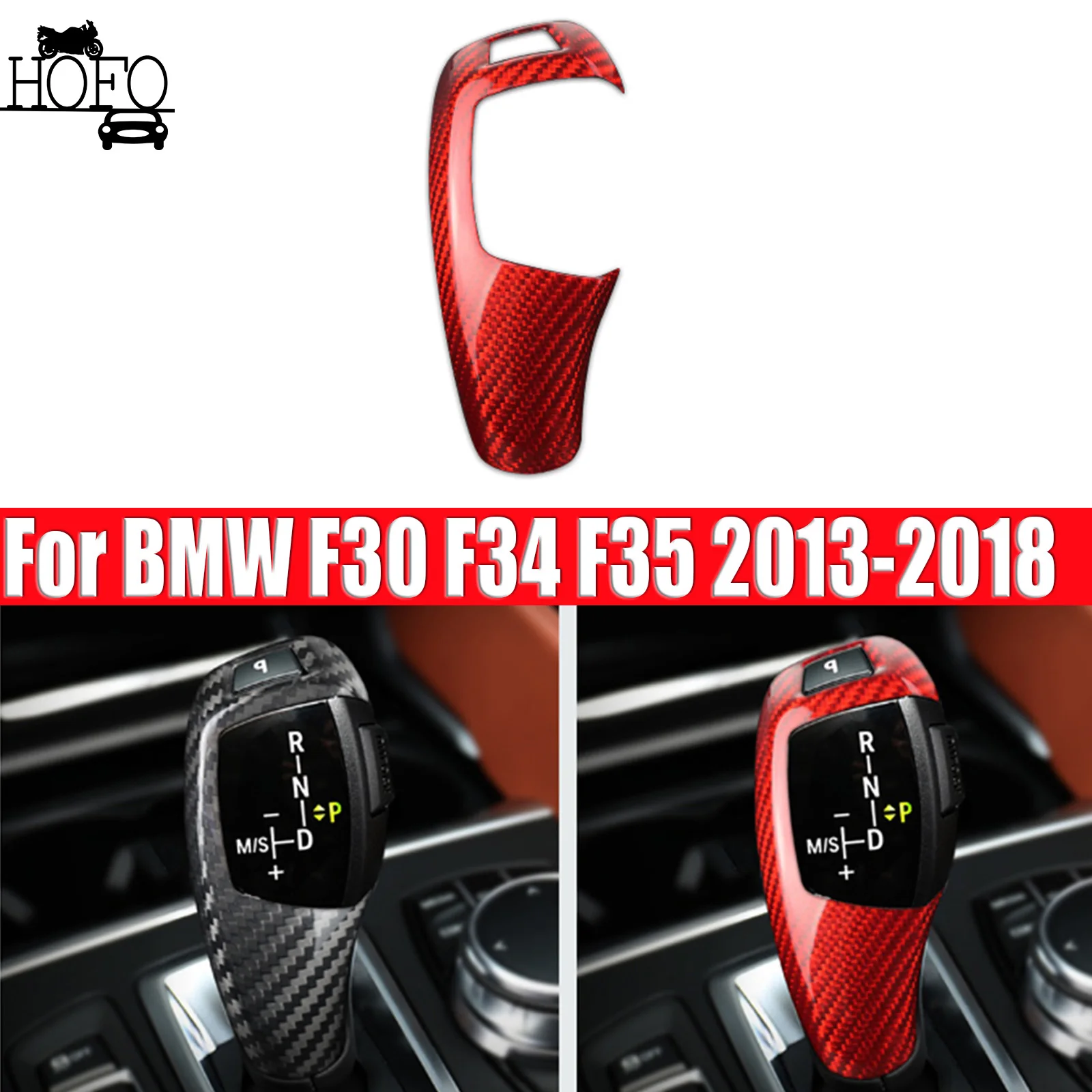 

RHD Car Gear Shift Knob Trim Cover Real Carbon Fiber For BMW F30 F34 F35 2013-2018 F07 2010-2017