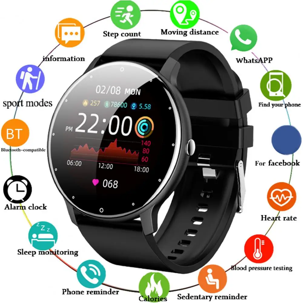 ZL02D Smart Wristwatch Multifunctional Health Monitoring Full Touch Screen Fashion Heart Rate Monitor Smart Wristwatch