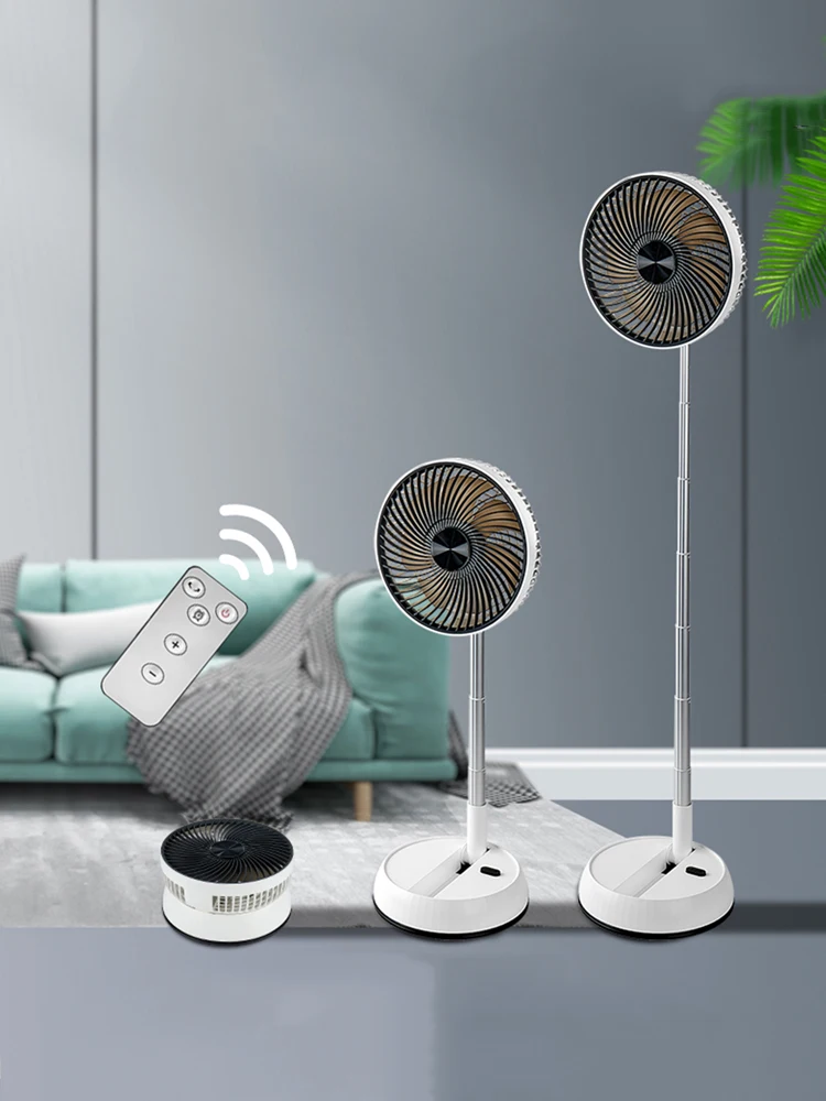Tragbarer oszillierender Standventilator mit Fernbedienung, faltbarer Schreibtischventilator, wiederaufladbarer, batteriebetriebener Standventilator für Camping