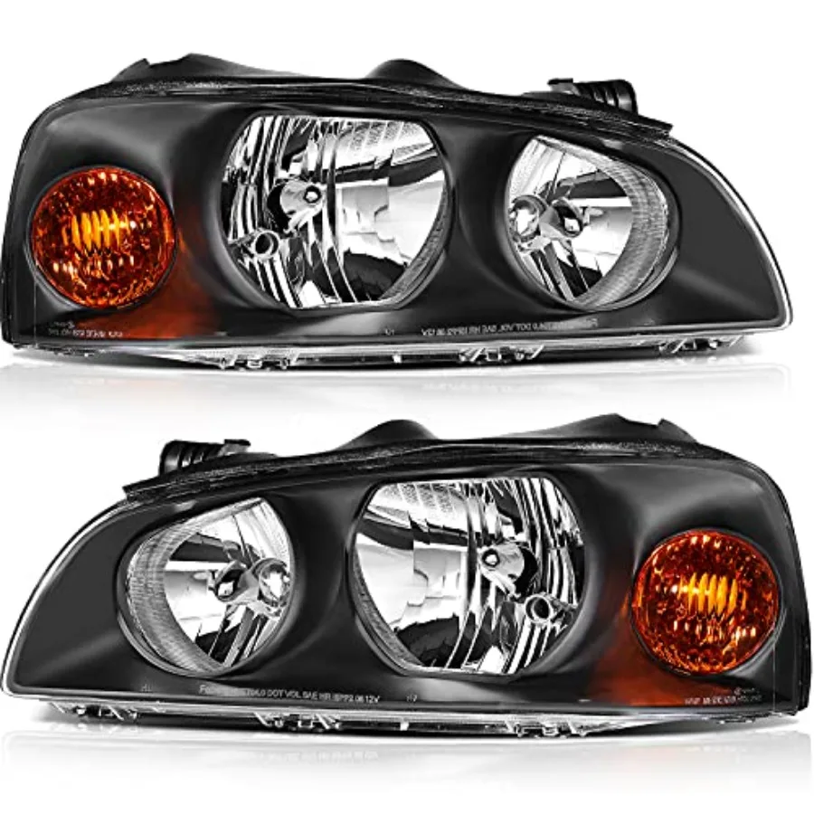 

Headlight Assembly Replacement Fit 2004-2006 Elantra Black Housing Amber Reflector Clear Lens Driver and Passenger Side
