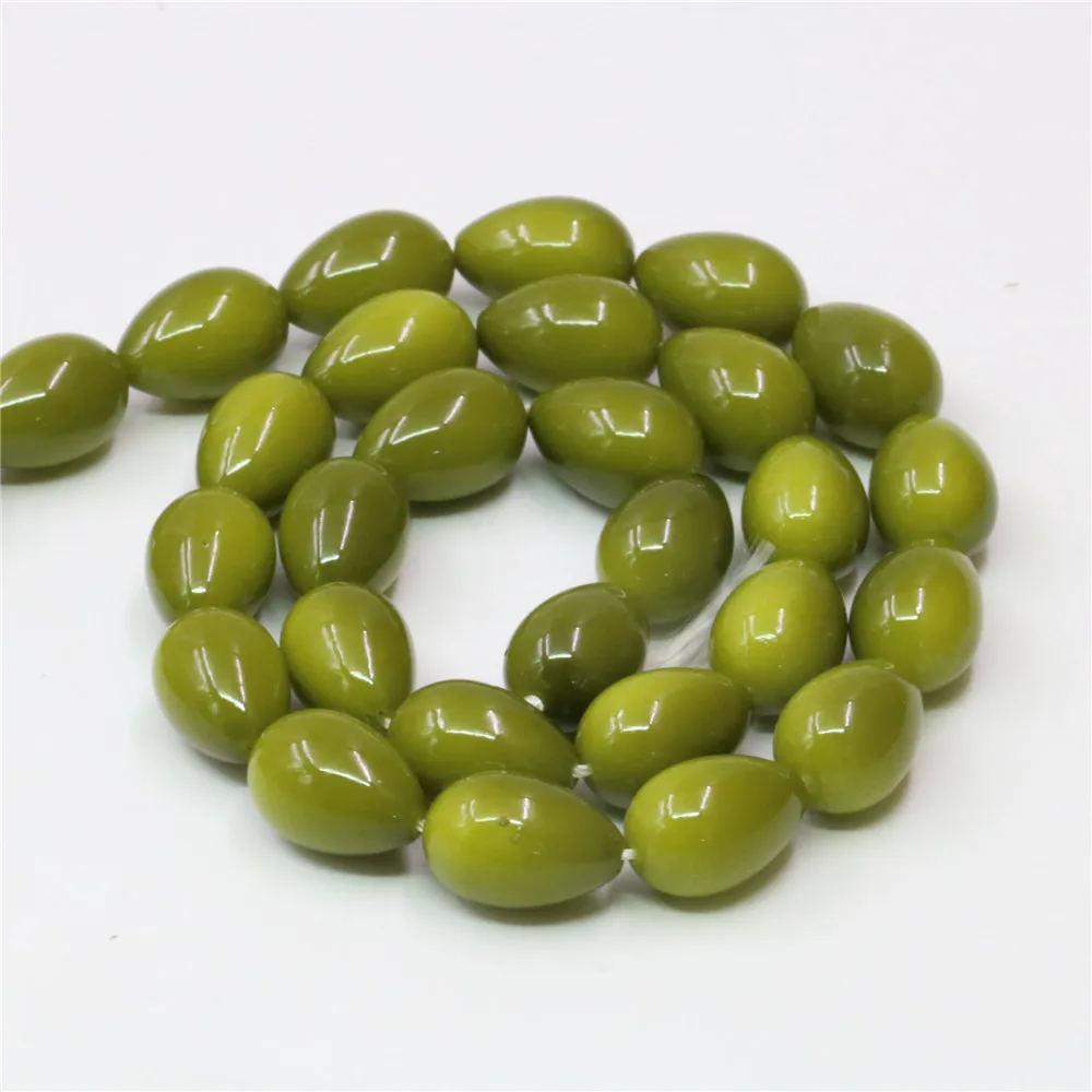 9x13mm Olive Green Artificial Shell Imitation Pearl Beads Water Drop Shape Wholesaler Handmade Beads Teardrop Jewelry Making