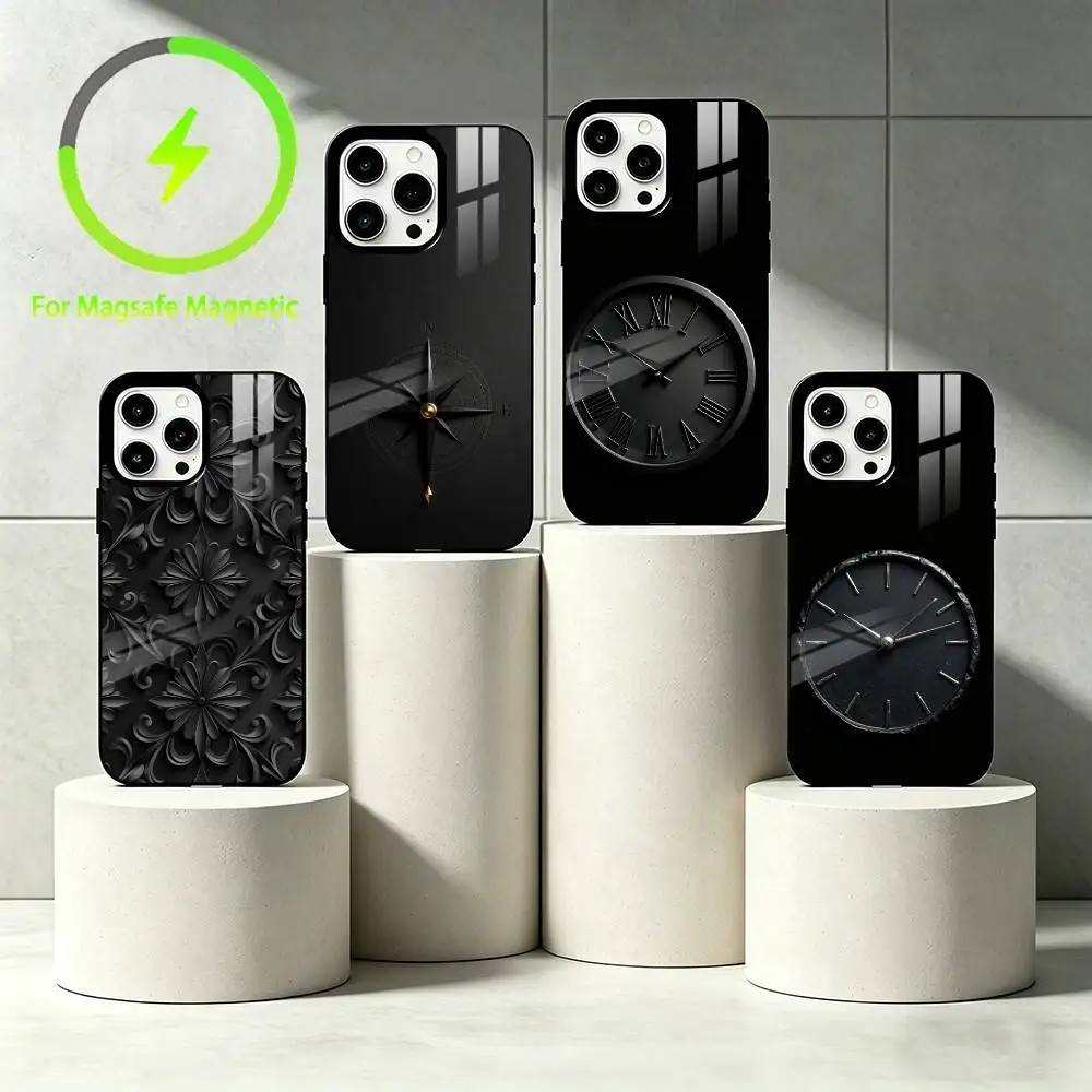 

Gothic 3D relief Phone Case For iPhone 17 16 15 14 13 12 Pro Max Plus for Mirror Wireless Magnetic Cover