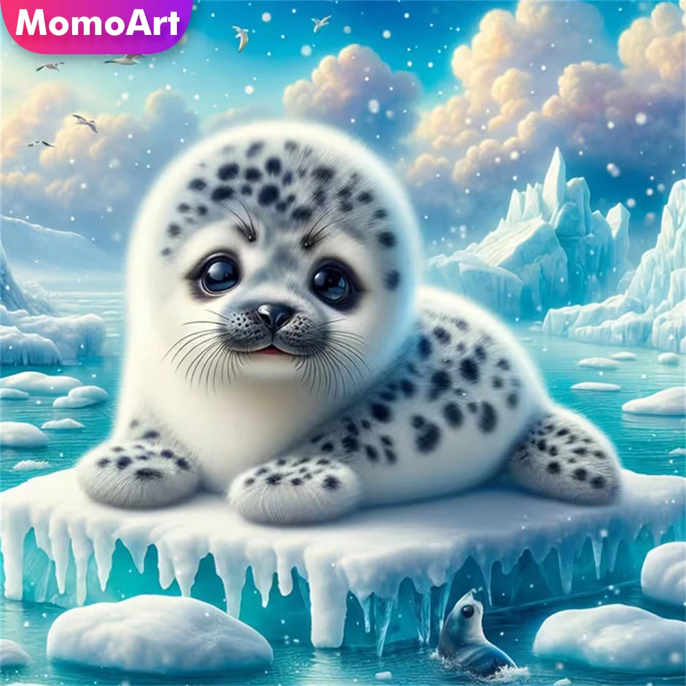 Momoart Voll Platz Runde Diamant Malerei Siegel Tier Cartoon DIY Bild Strass Diamant Mosaik Neue Ankunft Kind Hobby