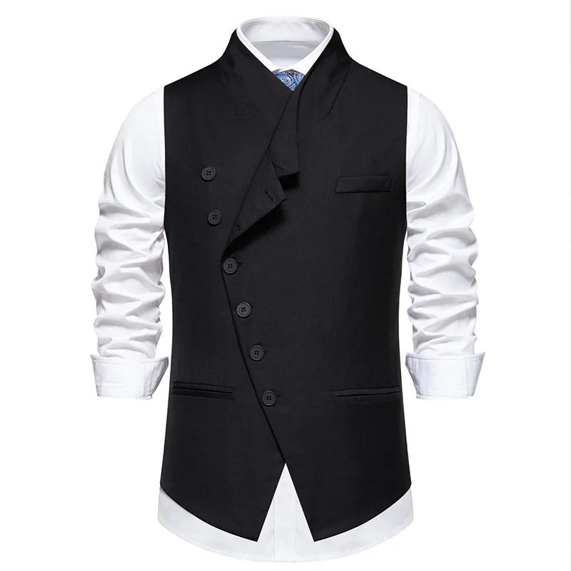 Spring Men\'s Suit Vest with Slanted Front and Single Breasted Casual Comfortable and Refreshing Vest Top