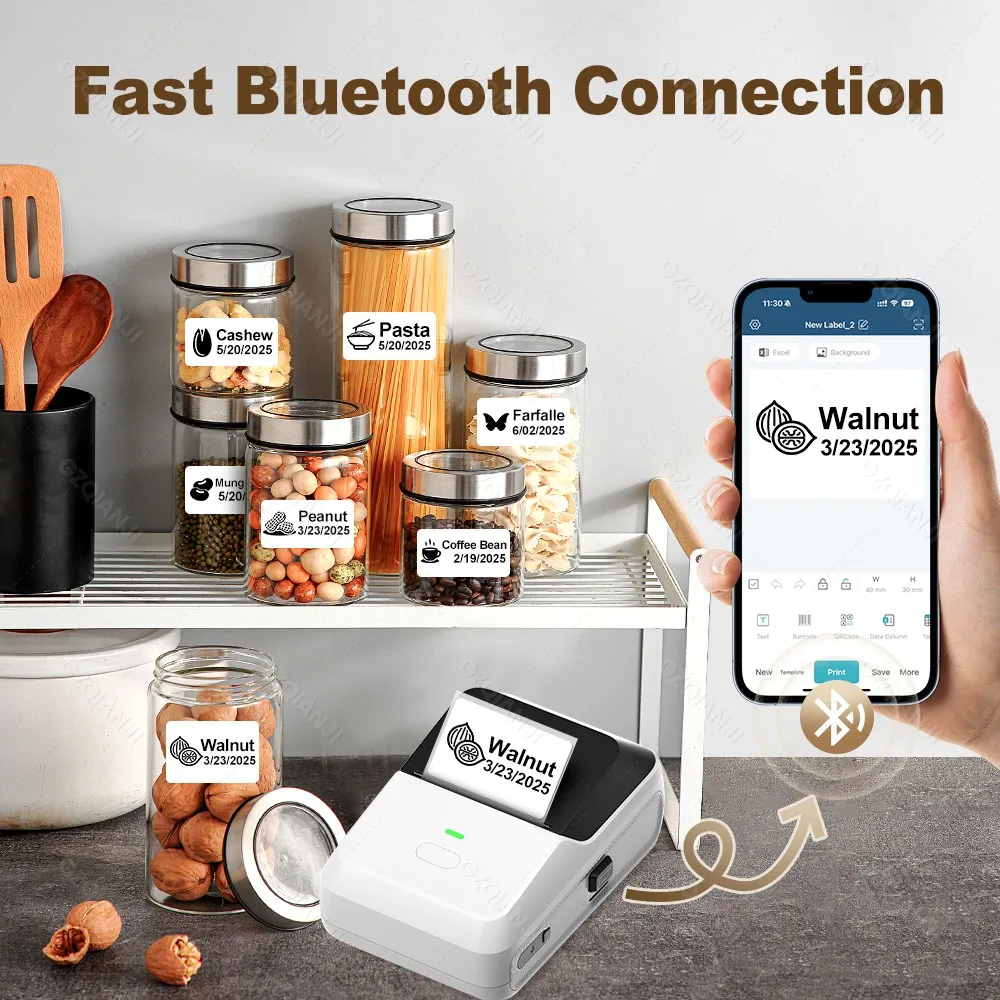 Pocket P2 Mini Thermal Label Printer Inkless Bluetooth Portable Label Sticker Machine 20-50mm Width Adhesive Printing