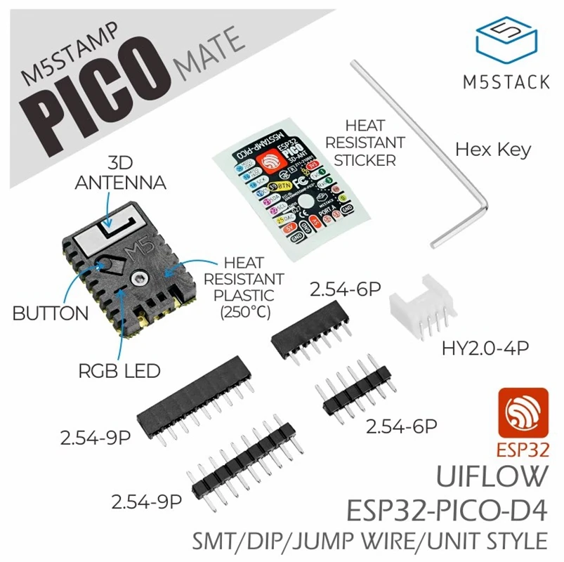 M5Stack Official Stamp Pico dual mode Wi Fi&Bluetooth MCU ESP32-PICO-D4 Program