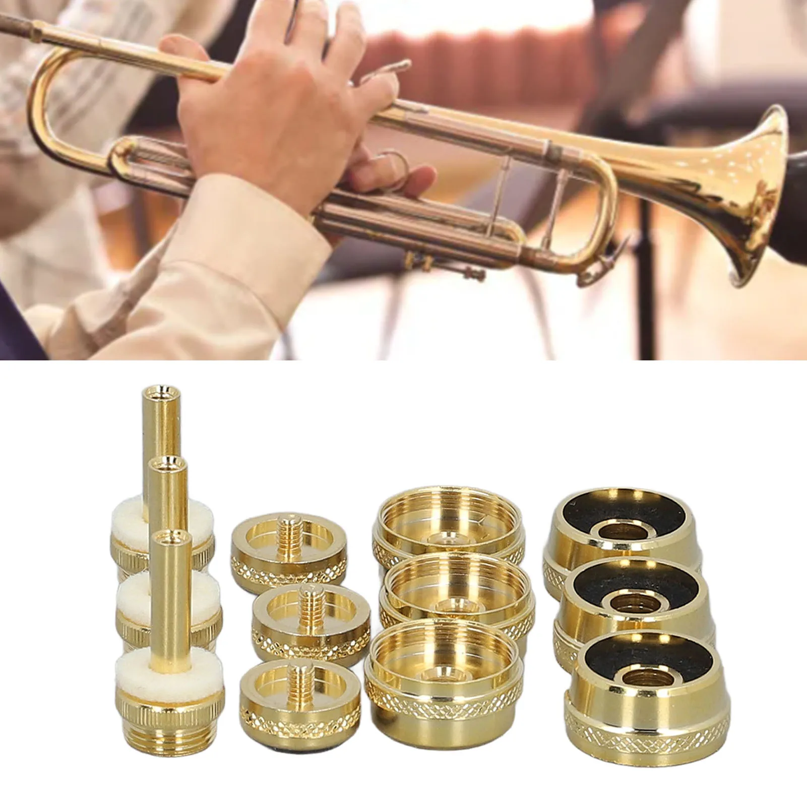 

12 Pcs Set Trumpet Valve Finger Button Cap and Rod Exquisite Abalone Shell Trumpet Valve Parts for Repair