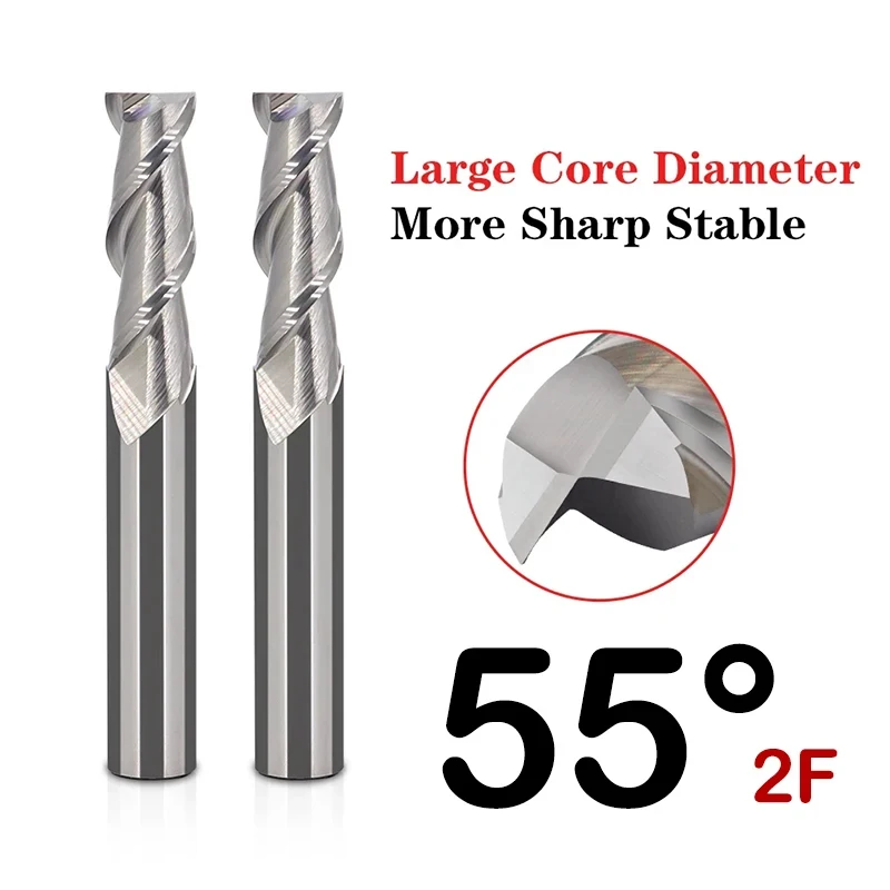 

HRC55 2 flutes end mills by Aluminum 1mm to 20mm CNC Router Bits Tungsten Steel Carbide Endmill Milling Cutter AL Endmills tools