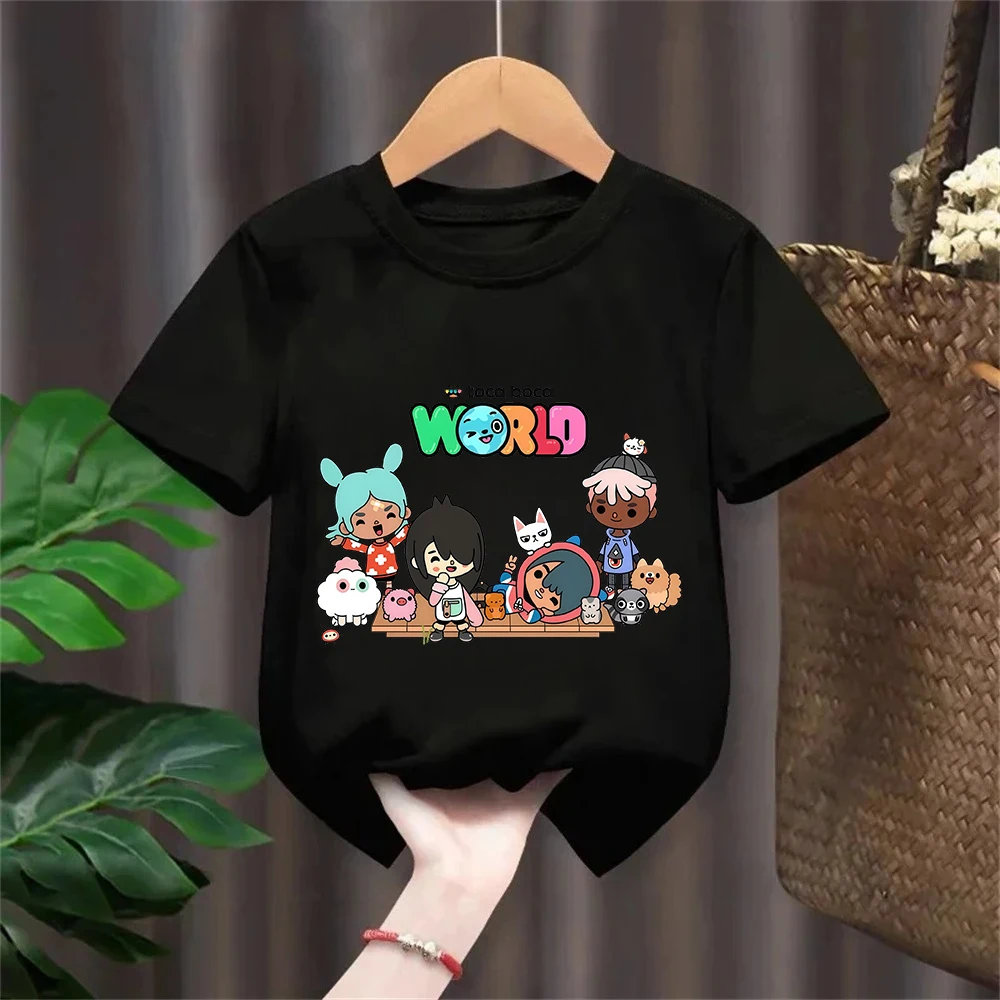 Toca Boca World CottonT-shirts Girls Boys Clothes Game Toca Life World Tshirt Kids Comfy Versatile Tops Summer Short Sleeve Tees
