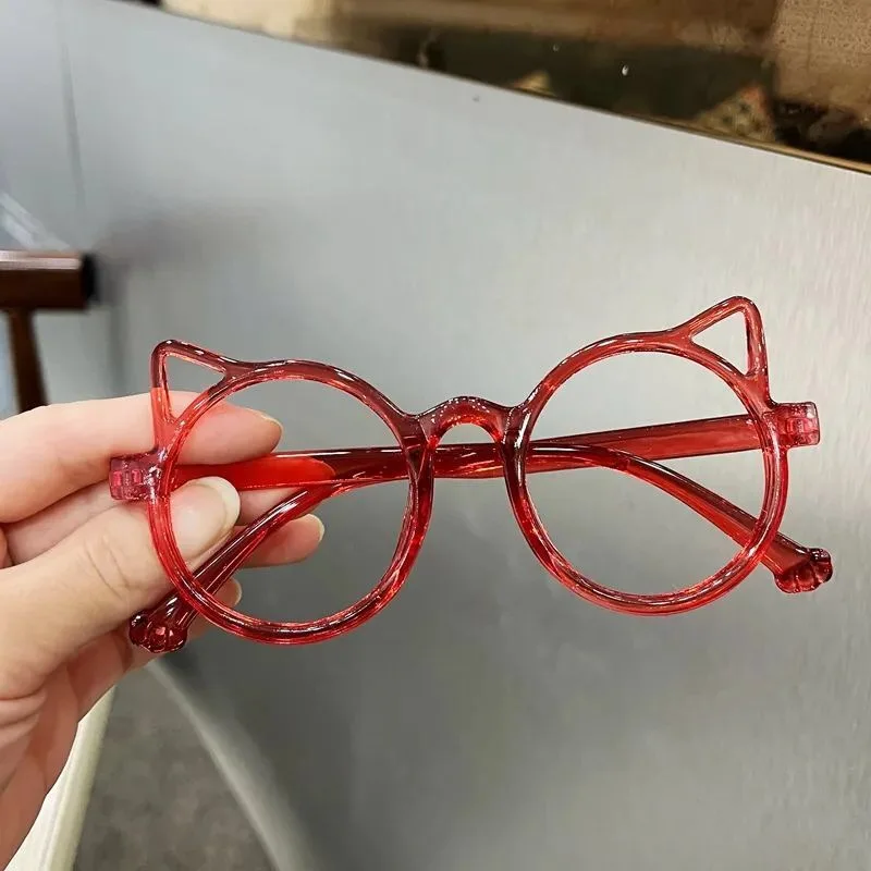 Cat Ear Leopard Bow Glasses Frame No Lenses Cosplay Vintage Kitten Halloween Party Costumes Props Decorative Y2K DIY Frames