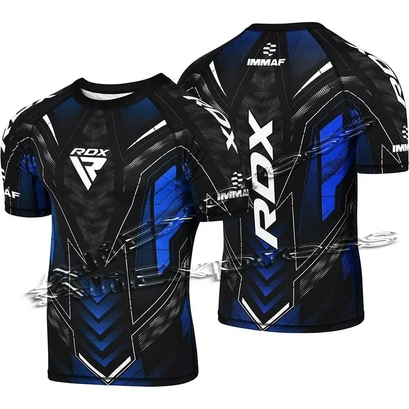 2026 Sommer Neuer Stil MMA Rashguard Herren Geometrischer Druck Schnelltrocknend Kurzarm Kompressionsshirt für Training & Sport Kinder – Detail 6